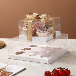 Goedkope, transparante, aanpasbare cupcake- en muffinverpakkingen van plastic en papier, met reliëf, van gerecycled materiaal, zelfoprichtend ontwerp voor - Product Image 4