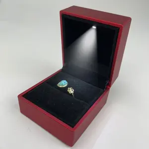 High Quality Custom Print Logo Jewelry Storage Box LED Light Bracelet Necklace Ring Jewelry Packaging Case Box