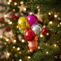 Ornamen Figurine Beruang Balon Cantik Warna Ungu Hijau Kuning Perak untuk Dekorasi Pohon Natal