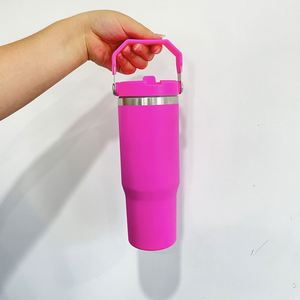 Gobelets isothermes portables grande capacité, tasses de voyage, bouteilles 30oz, gobelets à paille rabattable pour étudiants avec poignée pour transfert par sublimation - Product Image 3