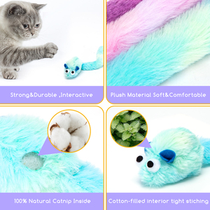Pacchetto Nobleza-3 interattivo Mouse gatto giocattolo lungo e morbido peluche con erba di gatto per cani e piccoli animali - Product Image 5