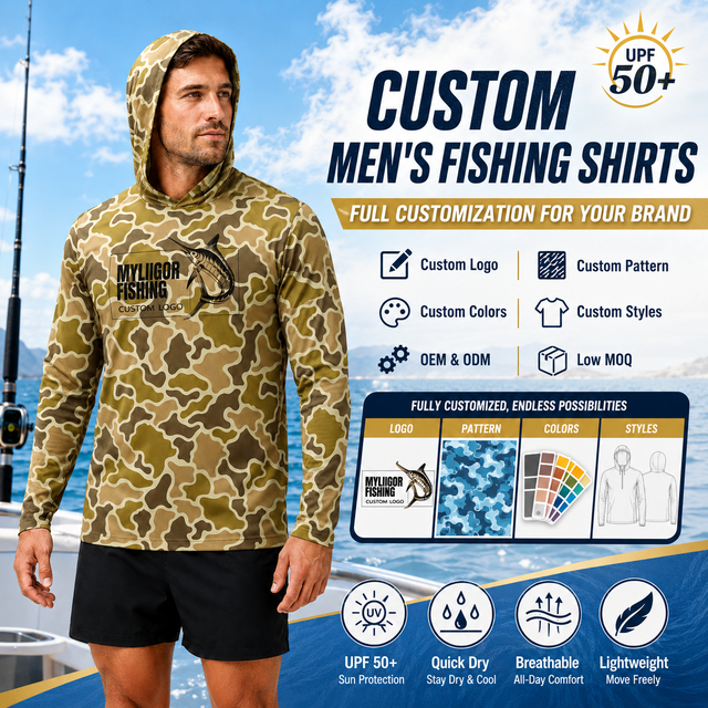 High Performance Hooded Fishing Shirts UPF50+ Quick Dry Moisture Wicking Long Sleeve Outdoor Sun Protection