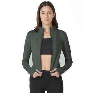 Chaqueta de Manga Larga Verde Militar, Ajustada y Cálida - Product Image 3