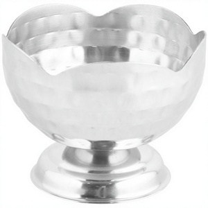 Tazón de helado de diseñador martillado Fiesta transparente Ensalada cristalería Tazón de helado de diseñador Tazón de helado de acero inoxidable - Product Image 1