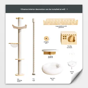 Thêm Lớn Rắn Gỗ Mèo Lồng Tích Hợp Leo Núi Khung Nút Đóng Cửa Trong Nhà Mèo Nhà Miễn Phí Không Gian Thoải Mái Mèo Tổ Biệt Thự - Product Image 3