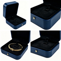 Bracelet à pendentif bleu marine de luxe, grand format, emballage de bijoux avec logo personnalisé, boîte à bagues de mariage, boîte à colliers