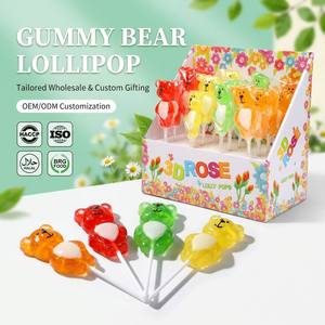Sucettes personnalisées en forme <span class=keywords><strong>d</strong></span>'<span class=keywords><strong>ours</strong></span> 3D de 17 g, bonbons durs de style oursons gommeux, saveur fruitée pour enfants - Product Image 1