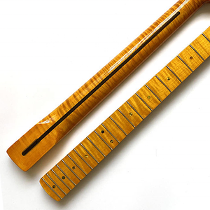 One Piece Vintage Yellow 21 Frets ST TL <b>Guitar</b> Neck Replacement Flame Maple <b>Guitar</b> Necks - Product Image 1