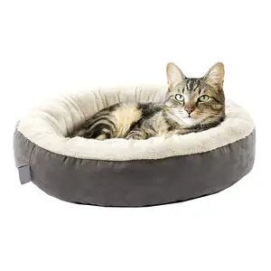 מכירה לוהטת ידידותית לסביבה אפור חתלתול מחצלת רך חם עמיד אפור צבע קטן כלב Donut כרית לחיות מחמד חתול בית מיטת מקורה חתולים