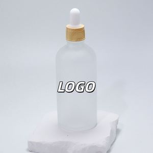 5ml 10ml 15ml 20ml 30ml 50ml 100ml Frosted Clear Essential <b>Oil</b> Glass Dropper <b>Bottle</b> With Plastic Bamboo Dropper Cap - Product Image 1