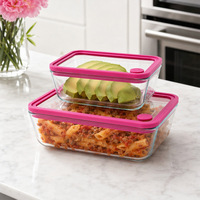 Conteneur de préparation de repas en verre borosilicate de haute qualité, certifié LFGB, sans BPA, avec couvercles hermétiques, compatible congélateur, boîte à lunch pour nouveau-né, vente au détail