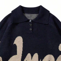 Pull en maille jacquard pour homme, col polo, motif personnalisé, conception OEM et ODM, tricot d'hiver