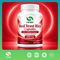 Capsules de levure de riz rouge à marque privée, formule nutritionnelle de riz fermenté, fabricant OEM ODM de capsules de levure de riz rouge