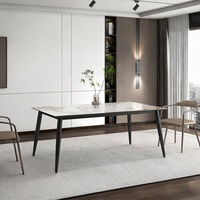 Ensemble de table à manger en pierre frittée commerciale avec chaises, mobilier de restaurant moderne de luxe en gros, projet de table de banquet