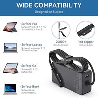 Chargeur Surface Pro 65W pour Surface Pro 3 4 5 6 7 Adaptateur d'alimentation Compatible avec les ordinateurs portables et tablettes Microsoft Surface Book