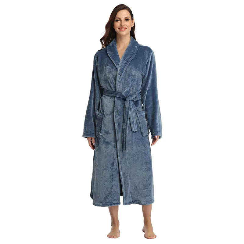 Nantex nhà sản xuất tùy chỉnh của phụ nữ sang trọng flannel áo choàng mùa đông san hô Fleece Áo choàng tắm