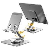 Support de téléphone portable pliable pour bureau Support de téléphone portable en métal aluminium réglable à 360 rotations pour tous les téléphones iPhone iPad Tablet