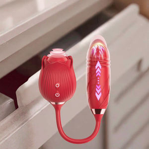 Hot Selling USB Powered Frau G-Punkt Stimulator Teleskop Klitoris Vibrator Dildo Rose Saugen Vibrator Sexspielzeug - Product Image 3