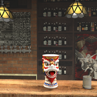 Mug Tiki en Céramique en Forme de Danse du Lion, Article de Bar de Haute Qualité pour les Connoisseurs de Cocktails et les Chercheurs de Cadeaux, Personnalisable