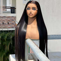 Wig Rambut Asli HD Lace Front Transparan Lurus Pre Plucked Tanpa Lem Warna Hitam Alami hd Lace Wig HD Lace Front Tanpa Lem