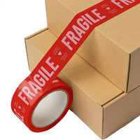Cinta Adhesiva Roja Frágil Personalizada a Precio de Fábrica, Rollo Jumbo con Logotipo Impreso Personalizado, Cinta de Sellado de Cartones de Plástico, Película BOPP de Alta Resistencia