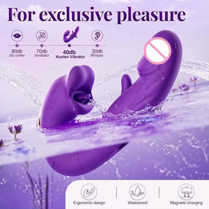 Vibrador 3 en 1 con Forma de Rosa, Estimulador de Punto G con Movimiento de Aleteo, Dildo con Función de Lamido de Lengua y Estimulación del Clítoris - Product Image 3