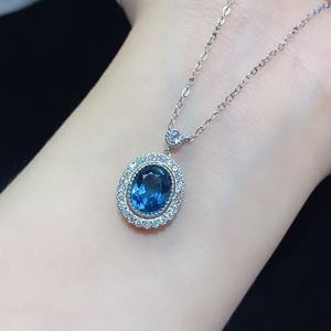 Elegante Joyería de Plata de Ley S925 con Topacio Azul Londres Natural, Gema Ovalada de 7x9mm, Regalo para Mujer - Product Image 2