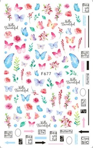 Vente en gros Nouveau Style Japonais Papillon Fleur Décalcomanies pour Ongles Art 3D Imperméable Auto-Adhésif Autocollants pour Ongles Décorations de Manucure DIY - Product Image 3
