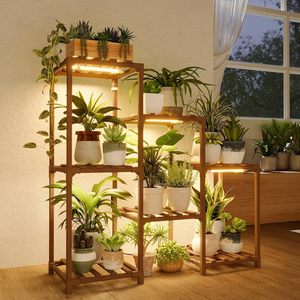 <b>Plant</b> <b>light</b> and flower stand, multi-tiered <b>plant</b> stand with casters, floor-standing flower pot stand, living room green <b>plant</b> - Product Image 3