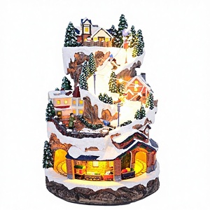 Casa <span class=keywords><strong>di</strong></span> <span class=keywords><strong>Natale</strong></span> Animata con Luci LED in Fibra Ottica e Musica, Scena <span class=keywords><strong>di</strong></span> Montagna con Bambini che Scivolano sulla Neve, per Decorazioni Natalizie - Product Image 1