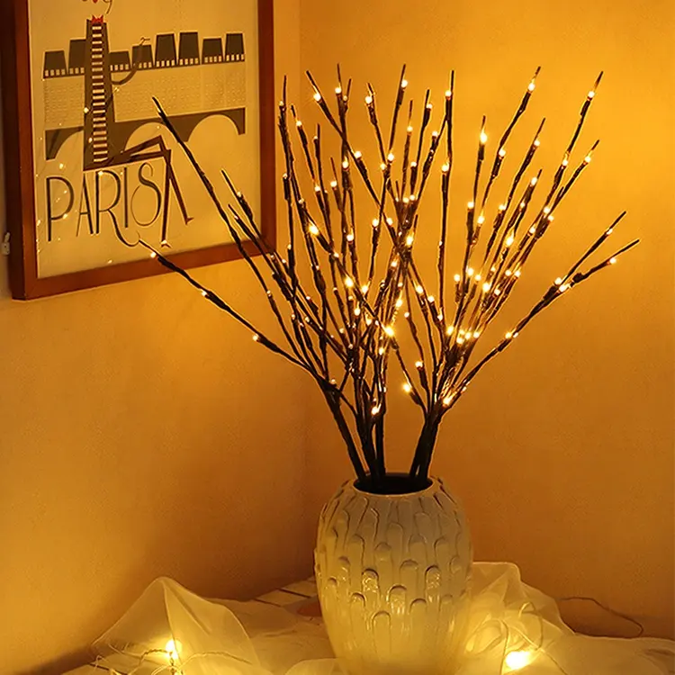 Factory Direct Sales 20LED Brown Branch Tree Light Battery Powered Fairy Willow Twig Light For Home, Christmas Decoration