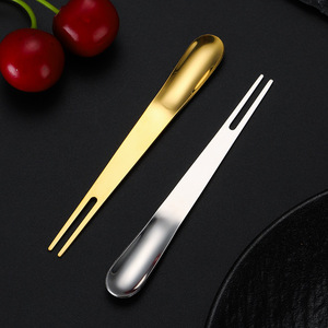 Fourchette à dessert en acier inoxydable 304 plaqué or et argent, outil multifonctionnel pour servir la crème glacée, le chocolat et les fruits - Product Image 2