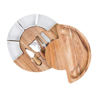 Juego de Tabla de Quesos Giratoria de Madera Maciza con Cuchillos, Bandeja de Servir de Madera de Acacia para Picnic, Fiestas y Aperitivos - Product Image 5