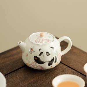 Msh Panda Vlinder Bloem Mond Pot Beige Gele Oven <span class=keywords><strong>Chinese</strong></span> Keramische Theepot - Product Image 3