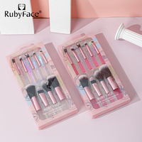 Meilleure qualité RubyFace 9 pièces fond de teint Blush correcteur fard à paupières pinceau de maquillage manche court ensemble de pinceaux de maquillage