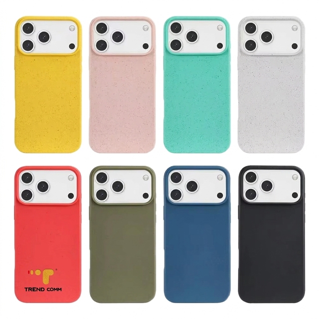 Luxury Full Cover TPU Phone Case for iPhone 16 17 Pro Max Air Eco-friendly Soft Anti-Fall Shockproof Wheat Straw Biodegradable