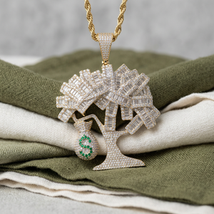 Pendentif Arbre à Argent Luxe Hip Hop Icedout en Argent 925 et Diamant Moissanite, Bijou Personnalisé pour Fêtes et Événements - Product Image 1