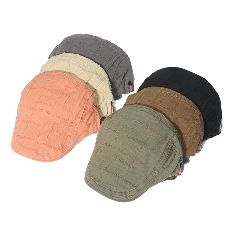 Весна-Осень 2022, хлопковая шапка художника в клетку, Кепка для пожилых, кепка вперед, мужской берет в стиле ретро