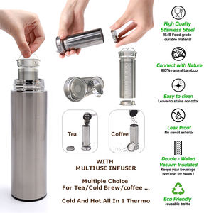 Termo de vacío aislado de acero inoxidable para infusiones, cesta para infusión de café, botella de agua con infusor - Product Image 4