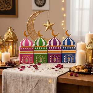 Caja de Embalaje para Galletas con Diseño de <span class=keywords><strong>Castillo</strong></span> Eid Mubarak, para Pasteles de Fiesta, Decoraciones de Ramadán, Caja de Regalo de Papel Serigrafiado para Alimentos y Dulces - Product Image 5