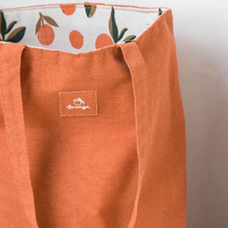 Double-sided dual-purpose shopping bag cotton and linen Storage handbag reusable shopping bag