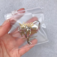 Bolsa con cremallera esmerilada biodegradable con logotipo de impresión personalizado, bolsa con cremallera pequeña de plástico transparente con cierre de cremallera de PVC para embalaje de joyería