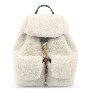 Custom Soft Faux Fur Plush Waterproof Drawstring Flap <b>Backpack</b> Women's Autumn Winter Lace Up Casual <b>Backpack</b> - Product Image 1