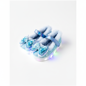 OZKIZ Korean Kids Comfort Light <b>Blue</b> <b>Glitter</b> Slip-on Shoes for Girls 2-7 Years Winter Wholesale Children Fashion - Product Image 2