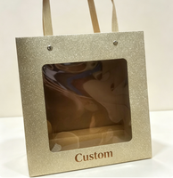 Boîte cadeau personnalisée en papier kraft avec fenêtre transparente et poignée, emballage vintage pour cadeaux de détail