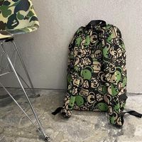 En stock, sac à dos décontracté BAPE BABY, camouflage vert, petit singe du zoo, sac d'école de style dessin animé pour garçons