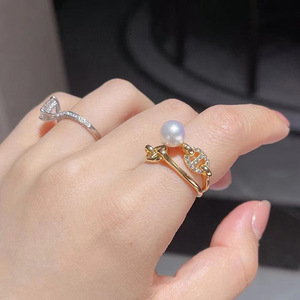 Anneau en argent S925, accessoire DIY, support vide avec perles rondes de 8-10 mm, support à bijoux en lotus, modèle 10015 - Product Image 3