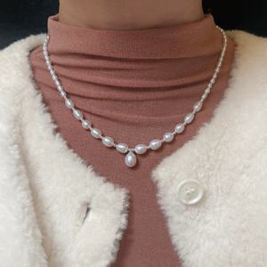 Collar de Perlas de Agua Dulce Naturales para Xiaomi, Tamaño Gradual, Plata de Ley S925, Diseño Retro, Collar de Belleza Dulce y Retro - Product Image 2