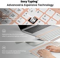 Cimetech Pink Slient mengetik ultra-tipis desain ramping 2.4GHz Wireless Keyboard Mouse Combo untuk rumah kantor PC Laptop
