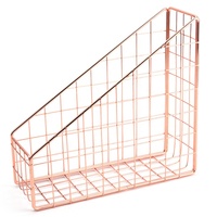 Ensemble d'accessoires de bureau 3 pièces en or rose avec bac à lettres et trieur de courrier
